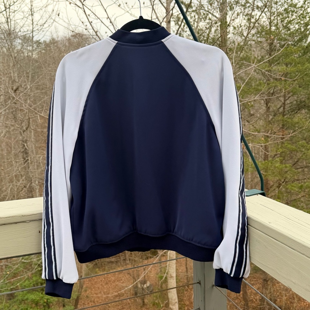 SET!! MICHAEL KORS Navy Blue White Track Jumpsuit Jacket Striped Break Away Pant - Picture 7 of 16